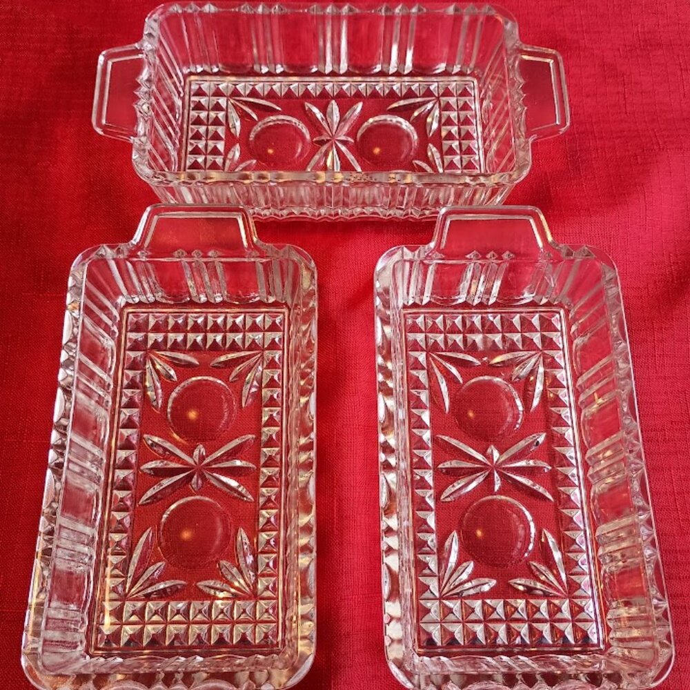 Vintage Glass Relish Dishes with Handles